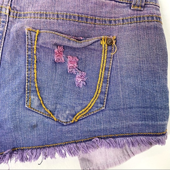 Purple Blue Tie Dye Jean Shorts - Picture 6 of 6